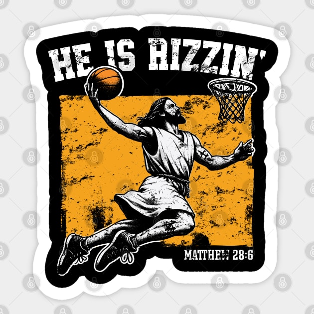 He is Rizzin' Jesus Basketball Sticker by Emma